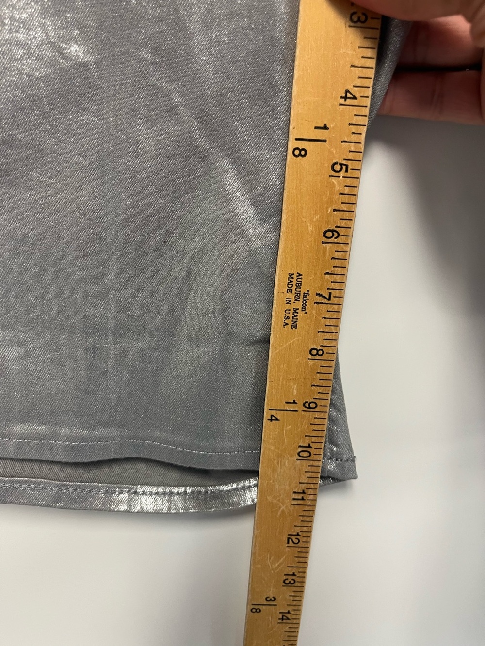 GAP Metallic Cotton Blend Silver Metallic Mid Rise Longline Shorts Sz. 29/8R NWT - Picture 6 of 10
